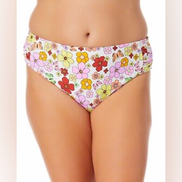 Macy's Other - California Waves Plus Size Floral-Print Swim Bottoms Size 1 (16/18)